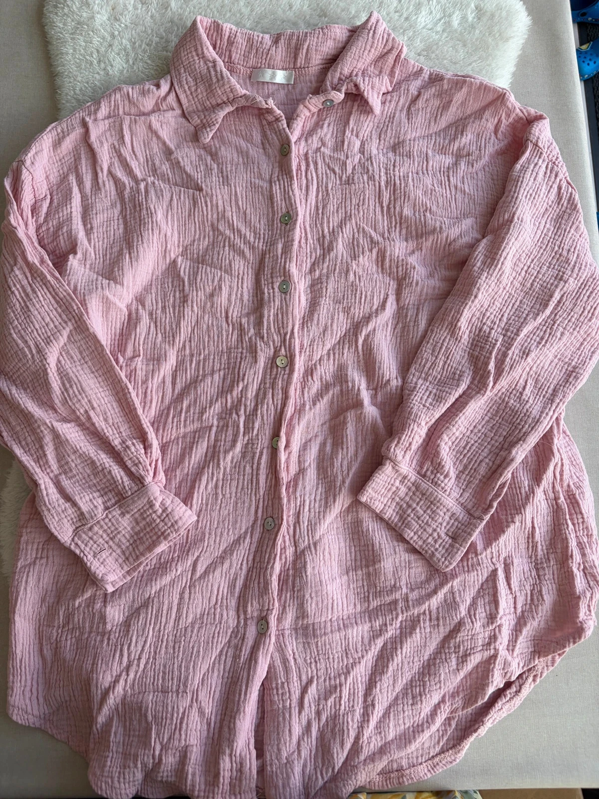 Roze oversized hemd met pailletten print op rug